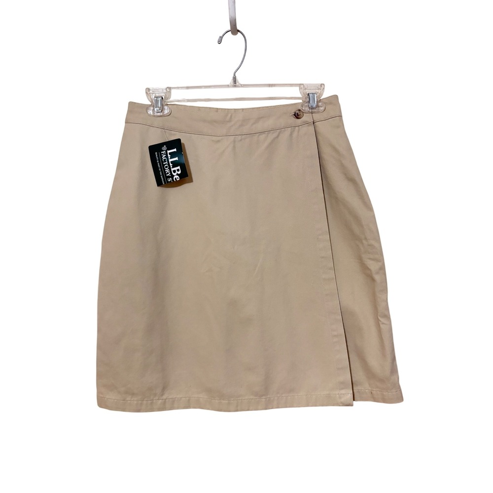 LL Bean Khaki Cotton Twill Wrap Skort Womens 8 Regular Tan NWT